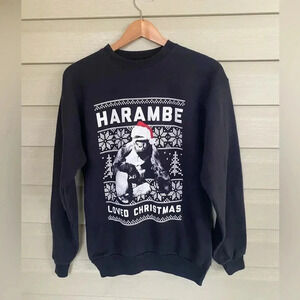 Christmas Sweatshirt Harambe crew sz small Gorilla novelty 2016 ugly sweater